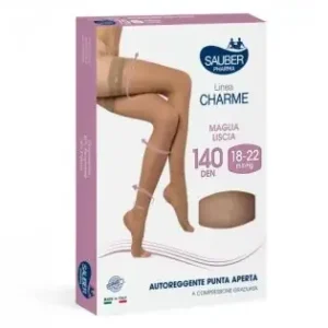 Autoreggente a Punta Aperta Maglia Liscia 140 Denari Neutro Beige Taglia 4 – Linea Classica