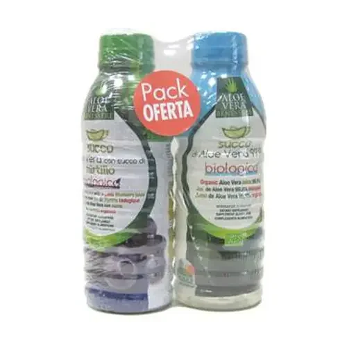 Pacco Puro Succo di Aloe Vera bio-eco + Succo di Aloe Vera bio-eco con Mirtillo bio-eco – Image 2